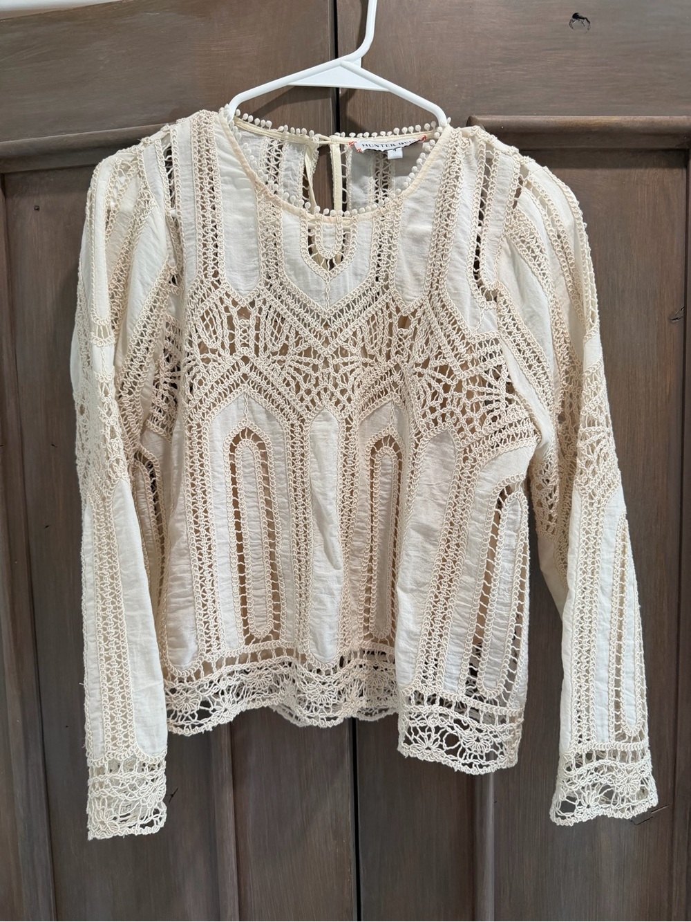HUNTER BELL NWOT Cream Crochet Lace Long-Sleeve Blouse